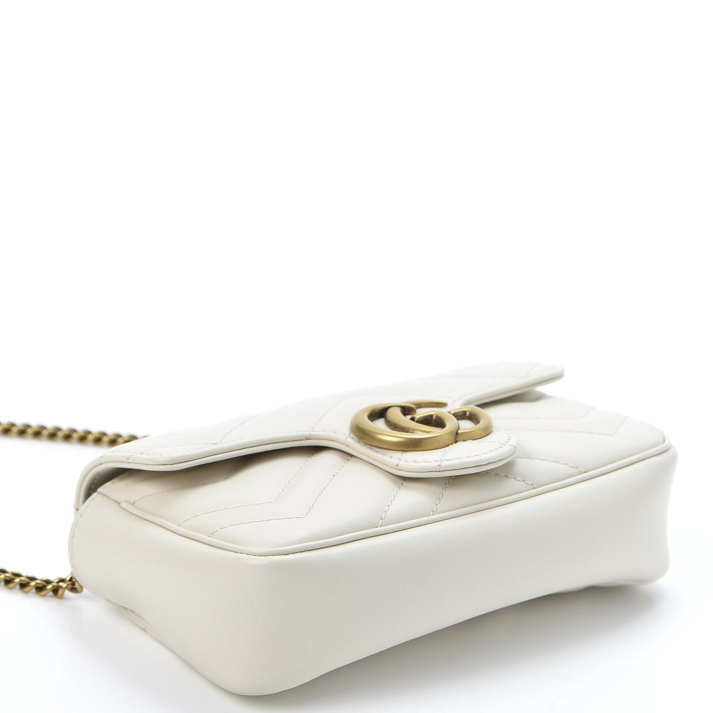 Calfskin Matelasse Super Mini GG Marmont Shoulder Bag White