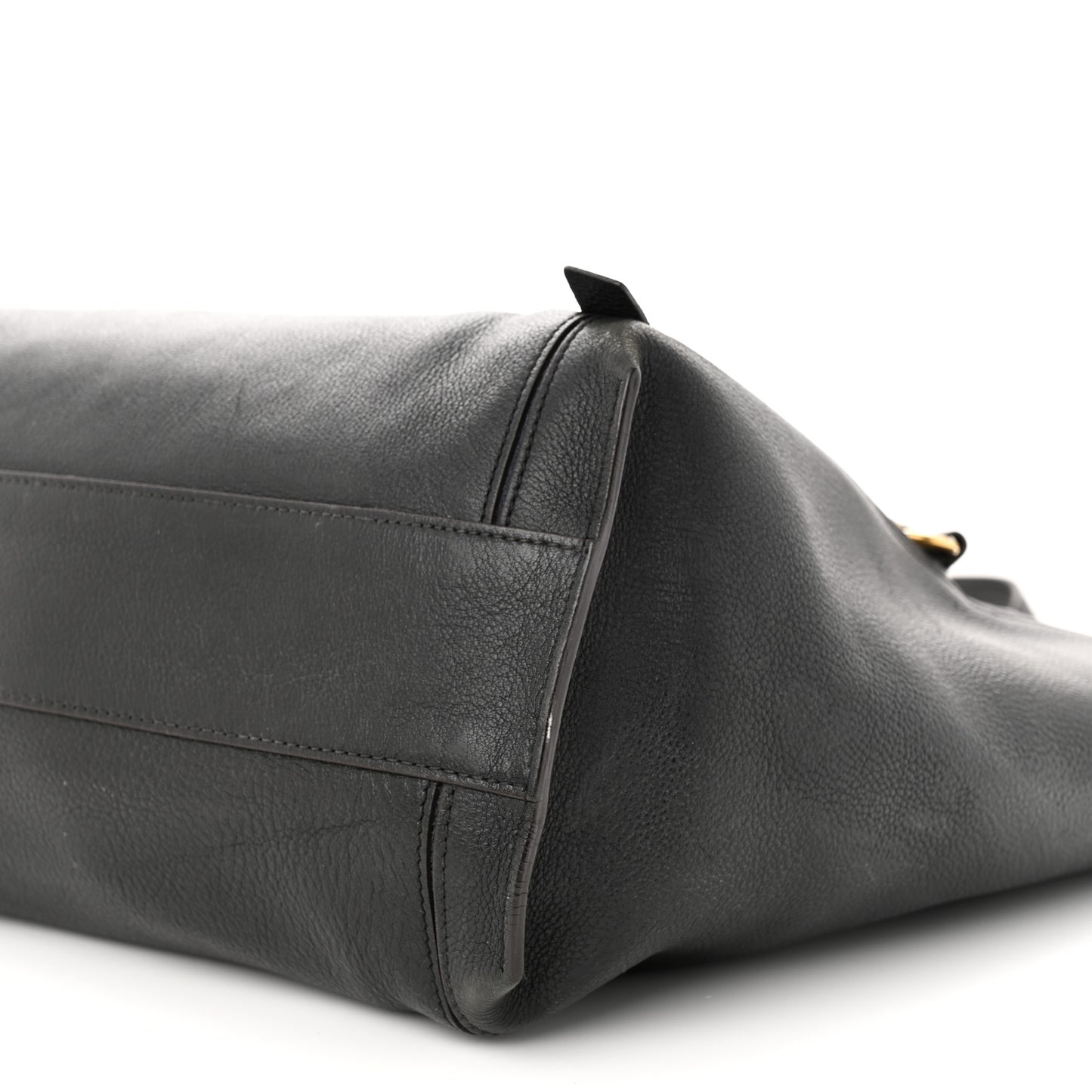 Smooth Calfskin Medium Milo Shopping Tote Black