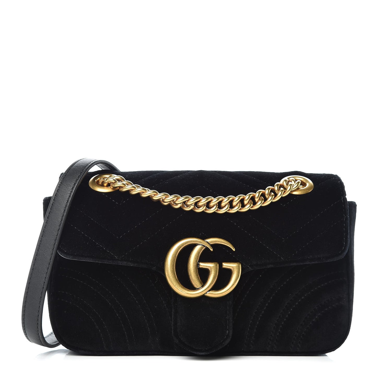 Velvet Matelasse Mini GG Marmont Shoulder Bag Black