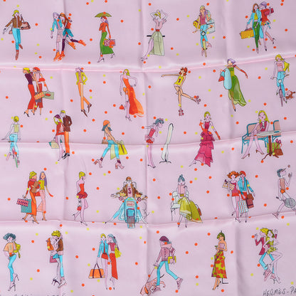 Hermes Silk Les Parisiennes Scarf 70 Rose Pale Turquoise Vert 1 of 7