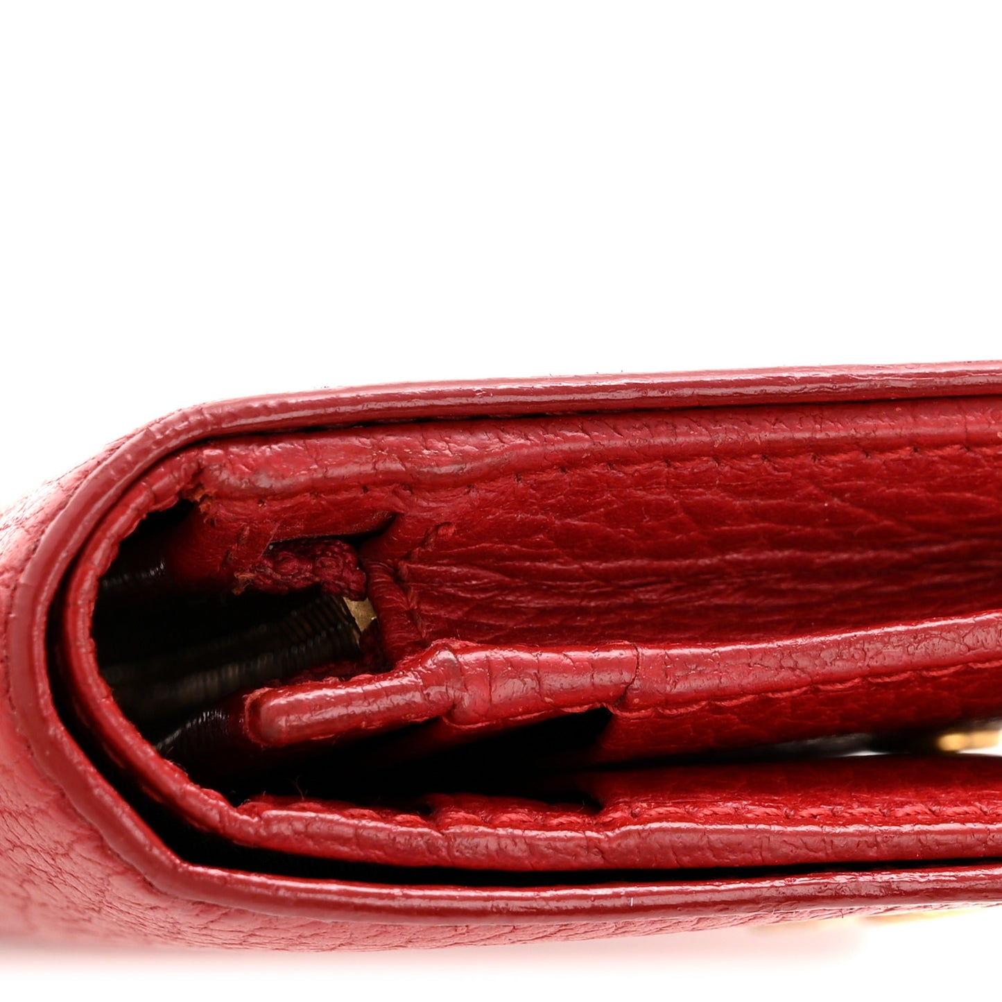 Dollar Calfskin GG Marmont Card Case Hibiscus Red