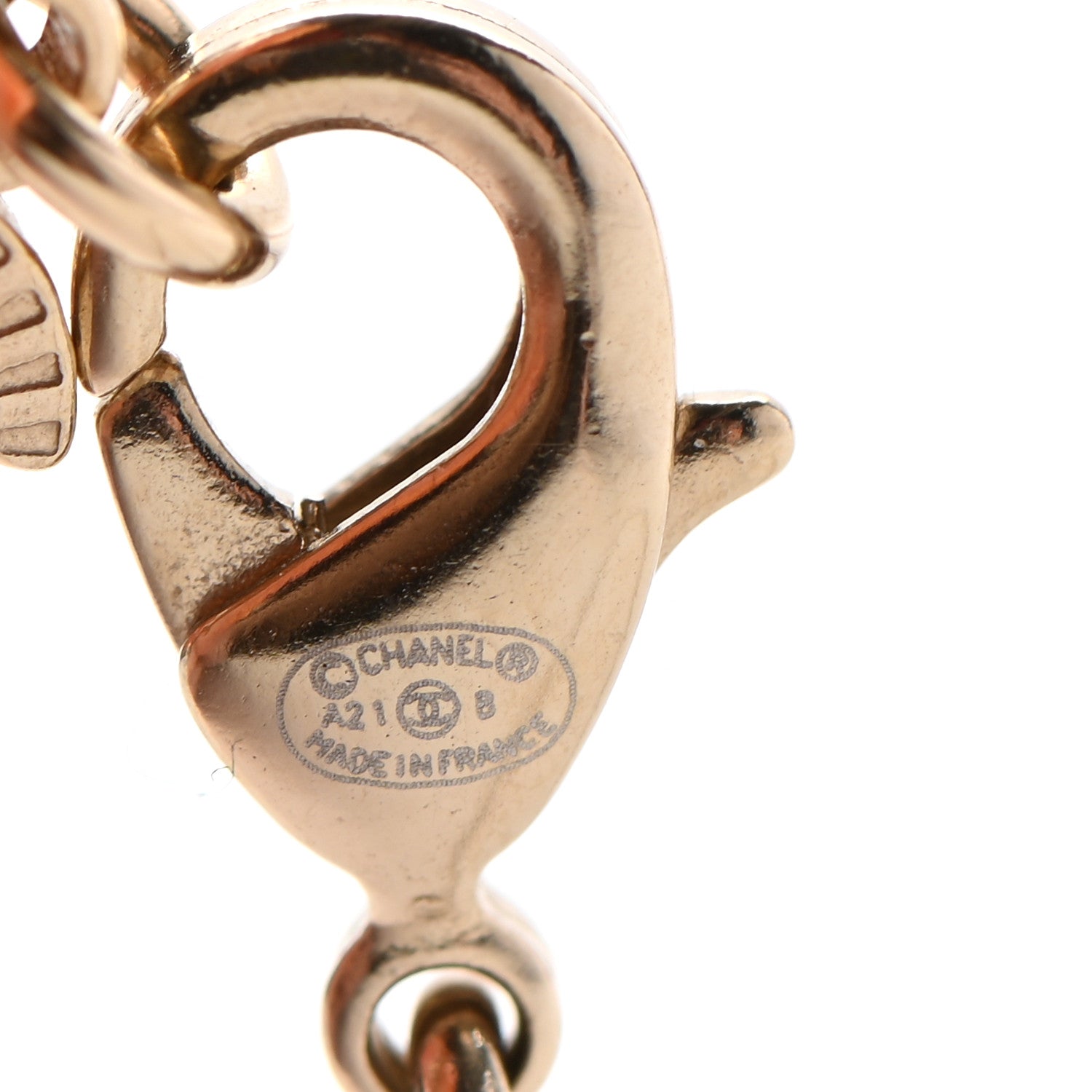 Chanel Resin Crystal CC Heart Necklace Pearly White Gold 5 of 5