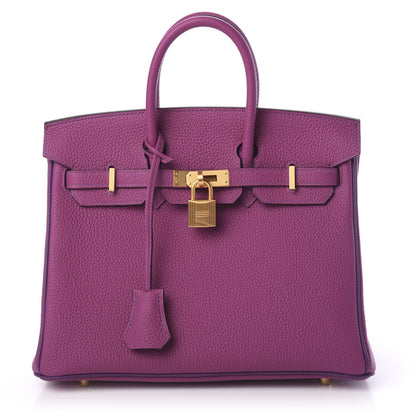 Hermes Togo Horseshoe Birkin 25 Rose Pourpre Anemone 1 of 10