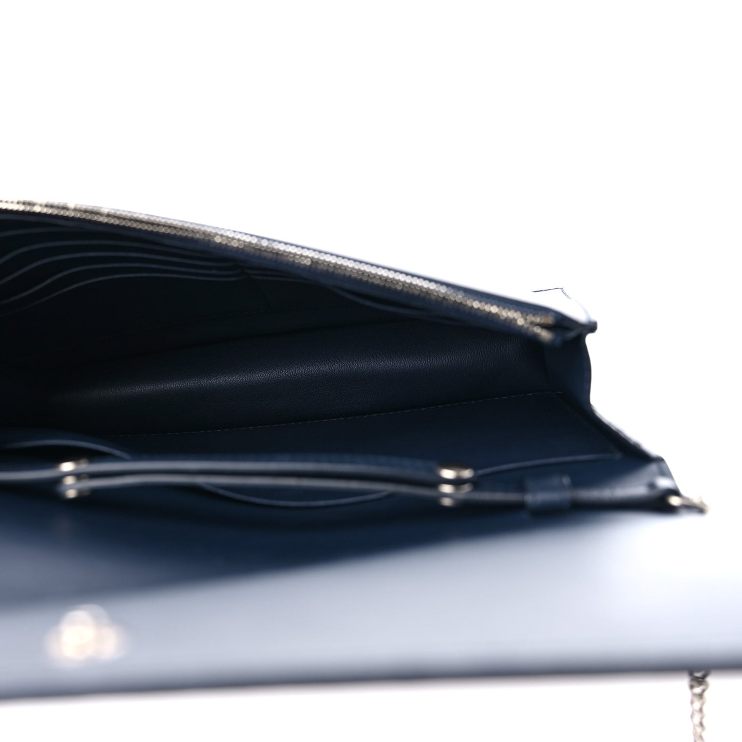 Smooth Lambskin Frame Evening Chain Clutch Terracotta Navy