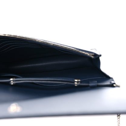 Celine Smooth Lambskin Frame Evening Chain Clutch Terracotta Navy 6 of 10