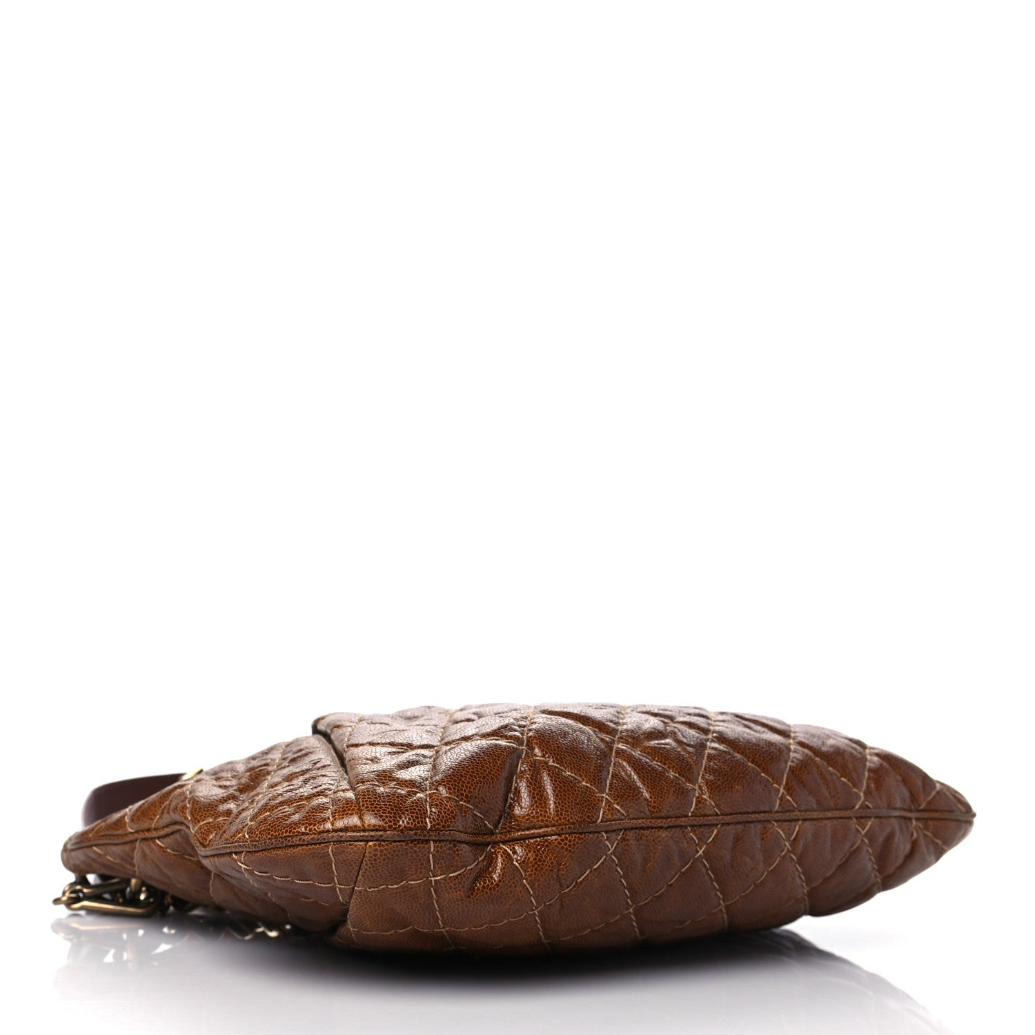 Chanel Crumpled Grained Calfskin Coco Pleats Hobo Brown 3 of 9