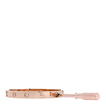 Cartier 18K Pink Gold 4 Diamond LOVE Bracelet 16 3 of 9