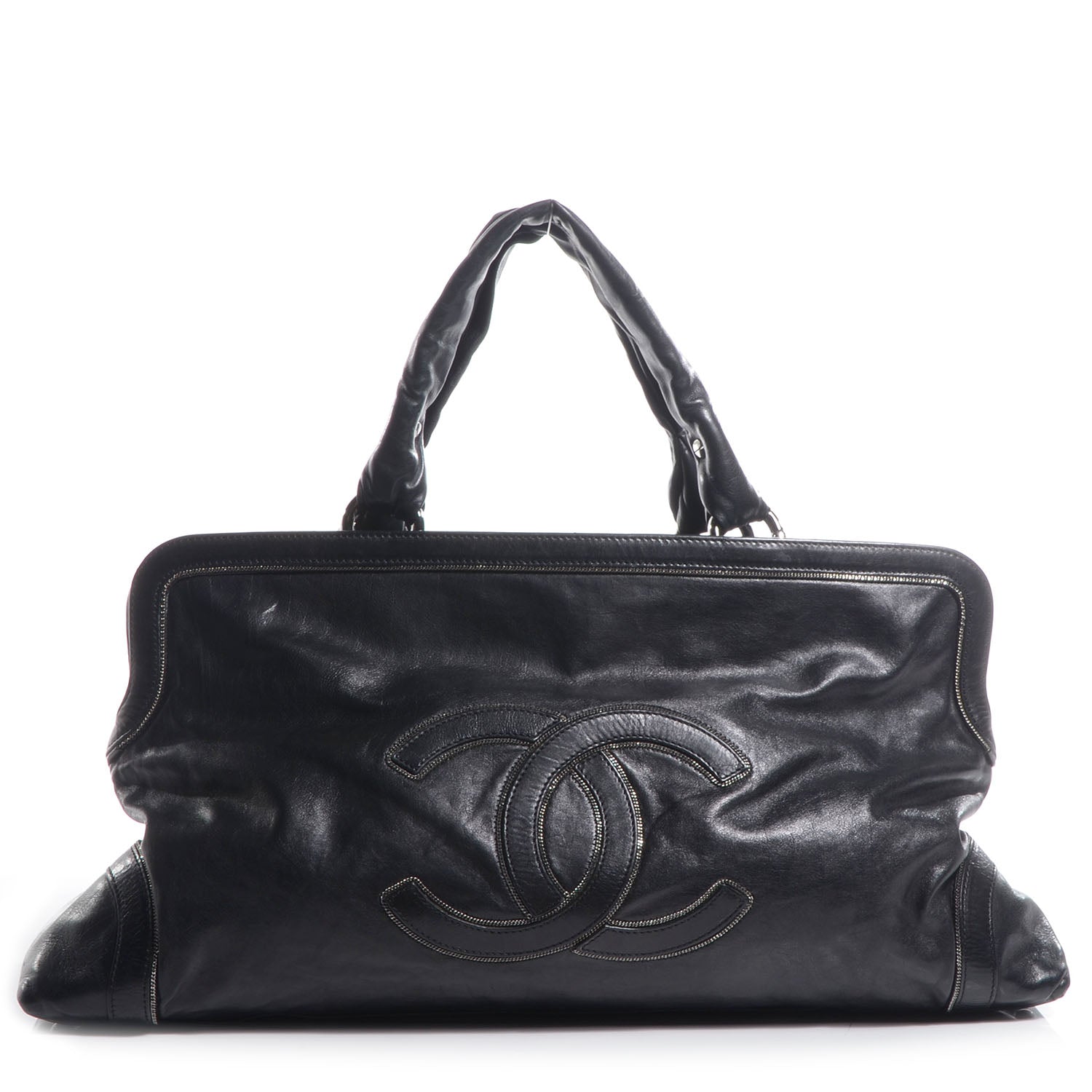 Chanel Lambskin East West Soho Shopper Black 1 of 7