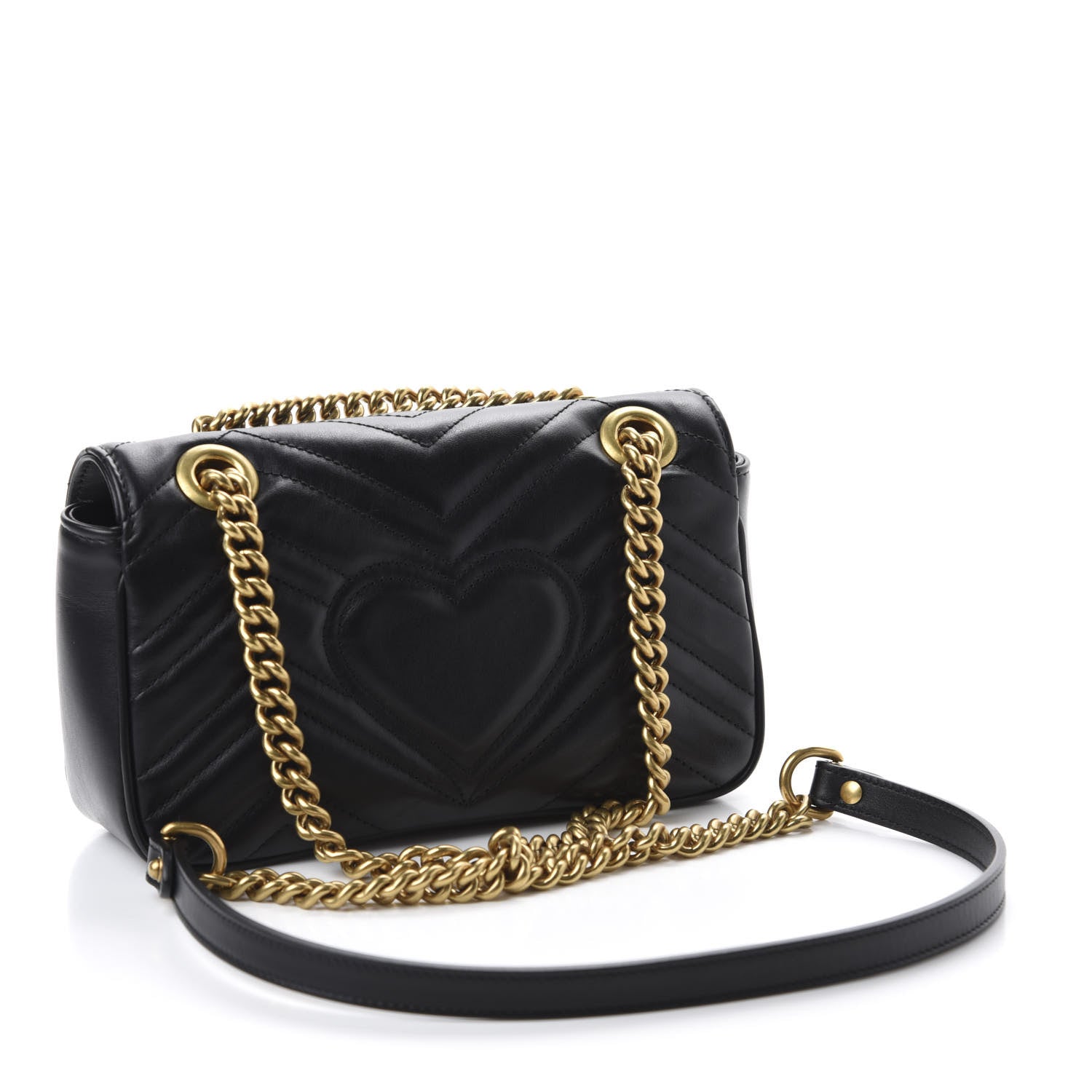 Gucci Calfskin Matelasse Mini GG Marmont Shoulder Bag Black 3 of 11