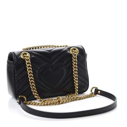 Gucci Calfskin Matelasse Mini GG Marmont Shoulder Bag Black 3 of 11