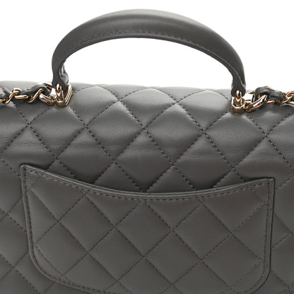 Chanel Lambskin Quilted Mini Top Handle Rectangular Flap Dark Grey 11 of 13