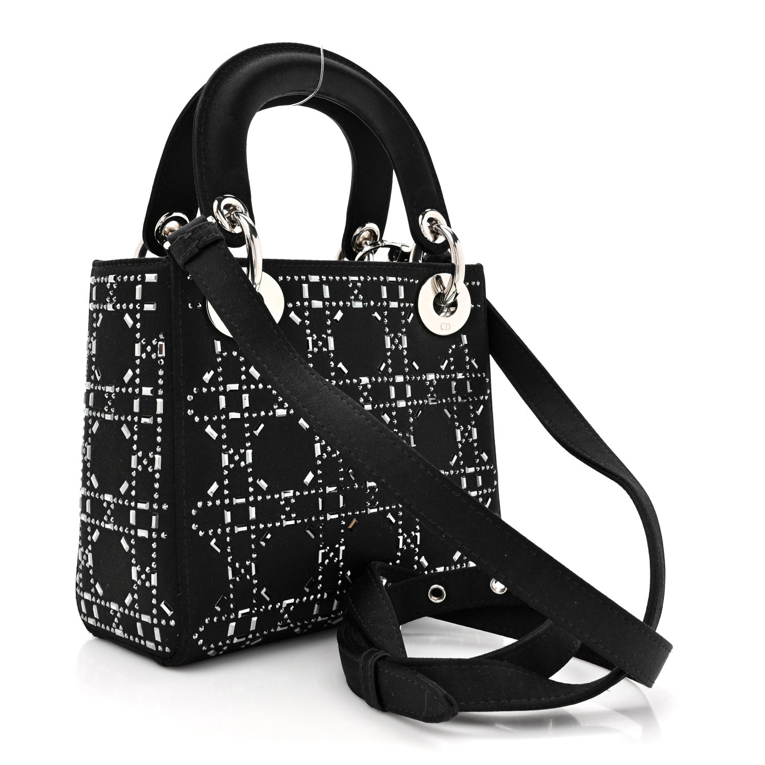 Christian Dior Satin Crystal Cannage Mini Lady Dior Black 3 of 14