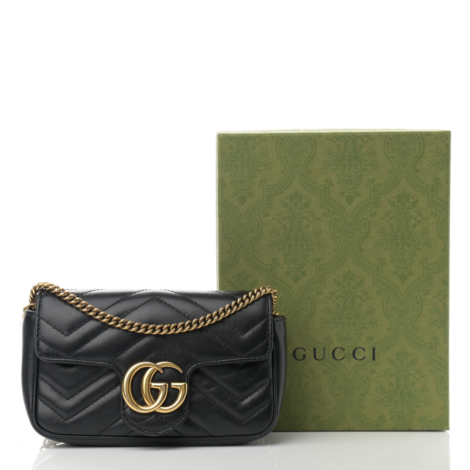 Gucci Calfskin Matelasse Super Mini GG Marmont Shoulder Bag Black 15 of 15