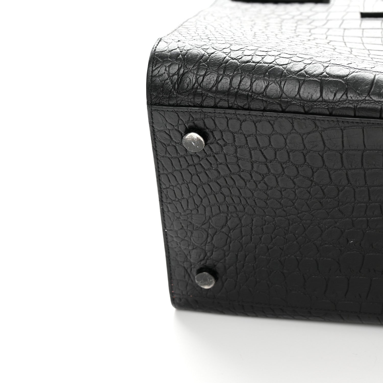 Saint Laurent Calfskin Crocodile Embossed Large Sac De Jour Carryall Black 18 of 26