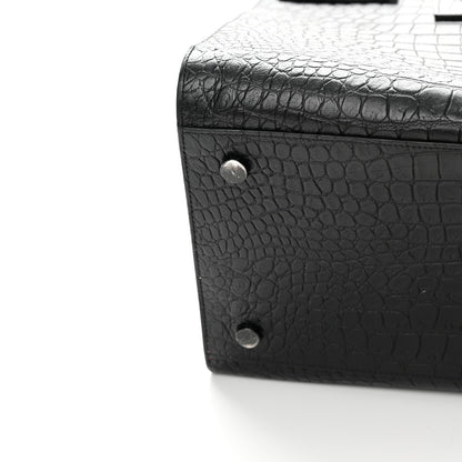 Saint Laurent Calfskin Crocodile Embossed Large Sac De Jour Carryall Black 18 of 26