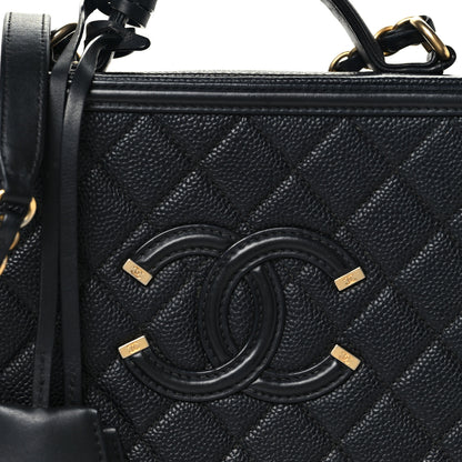 Chanel Caviar Quilted Medium CC Filigree Vanity Case Black 8 of 10