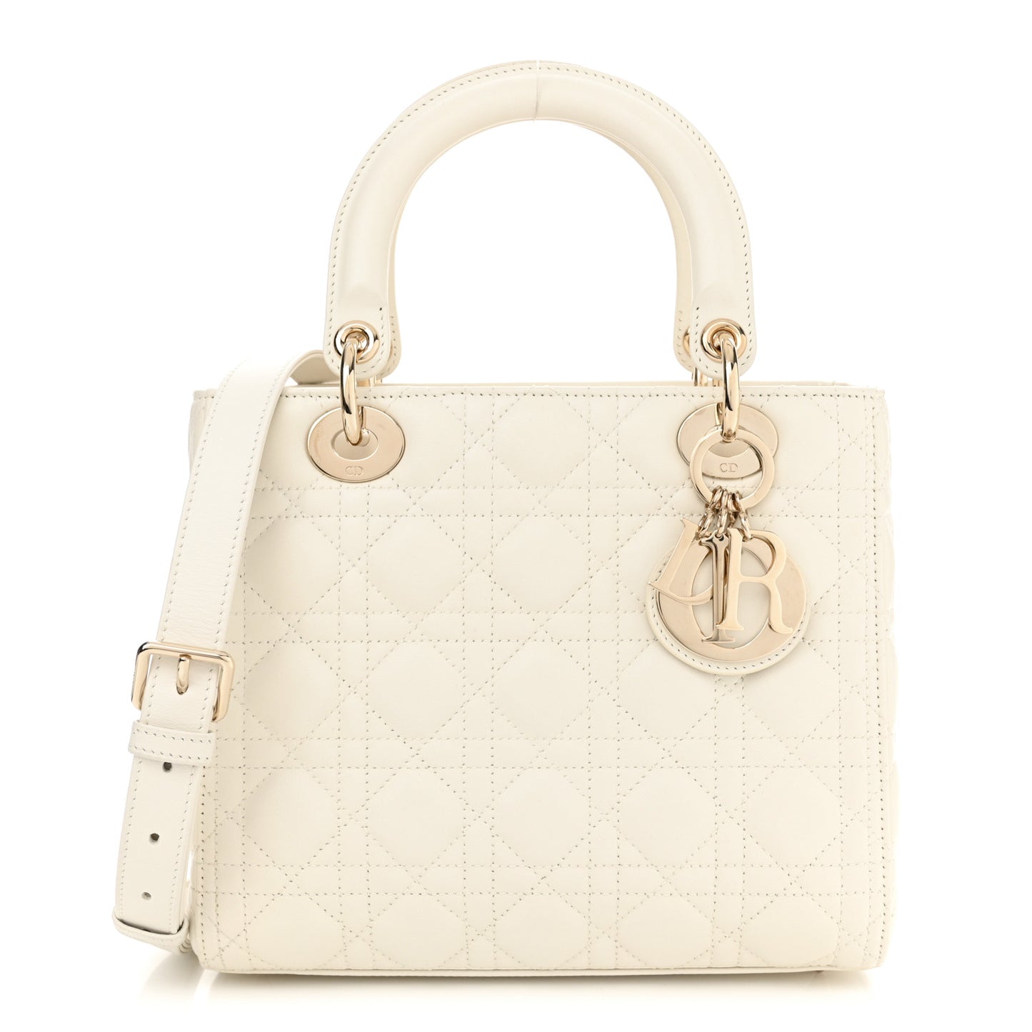Lambskin Cannage Medium Lady Dior White