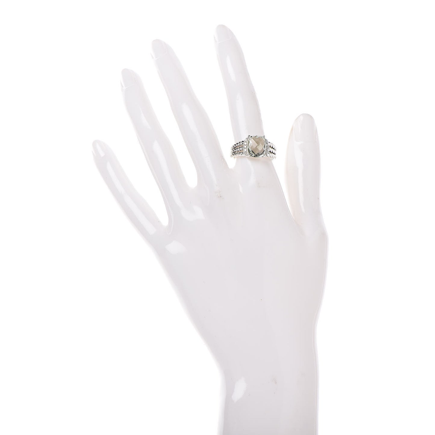 Sterling Silver Diamond Prasiolite 10mm Petite Wheaton Ring 53 6.5