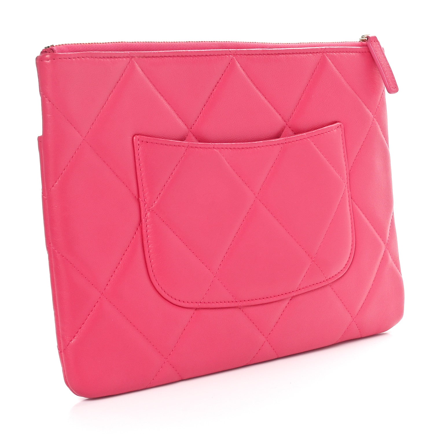 Chanel Shiny Goatskin Quilted Chanel 19 Pouch Dark Pink 3 of 10