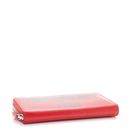 Givenchy Calfskin Logo Zip Around Wallet Red Black 4 of 10