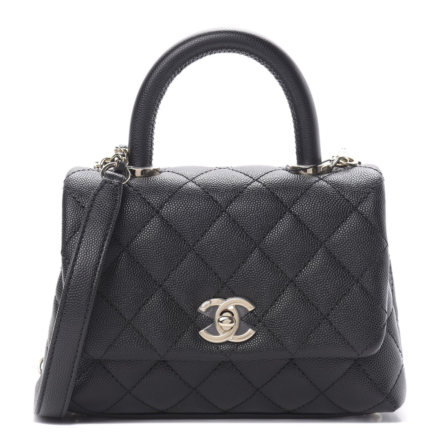 Caviar Quilted Extra Mini Coco Handle Flap Black