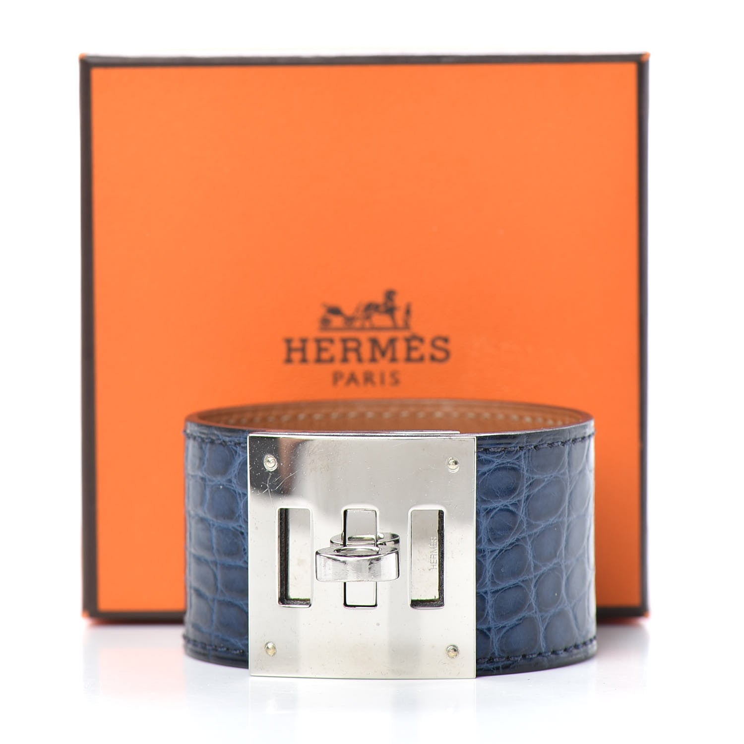 Hermes Matte Alligator Kelly Dog Bracelet T2 Bleu De Malte 5 of 5