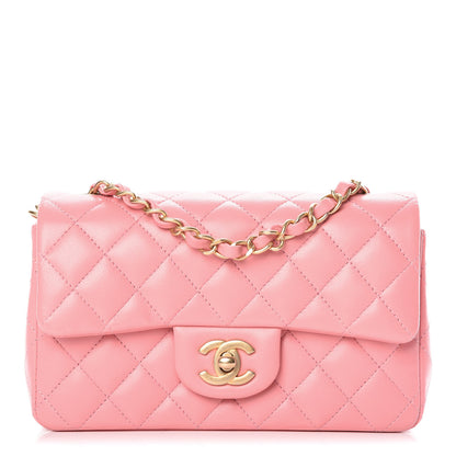 Chanel Lambskin Quilted Mini Rectangular Flap Pink 1 of 10