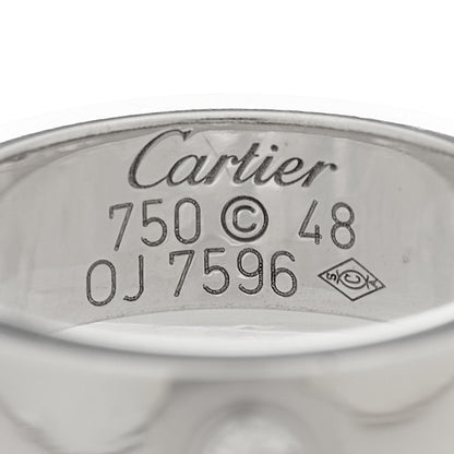 Cartier 18K White Gold 3 Diamond 5.5mm LOVE Ring 48 4.5 5 of 5
