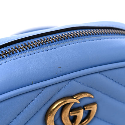 Gucci Calfskin Matelasse Mini GG Marmont Chain Shoulder Bag Clear Sky Blue 12 of 15