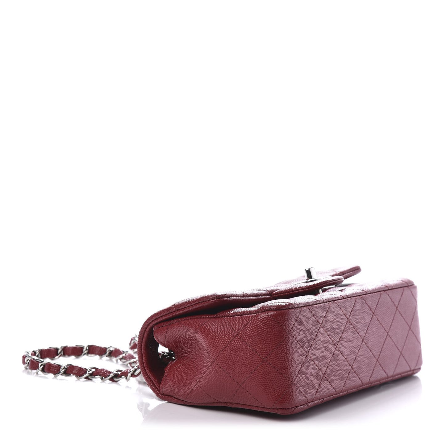 Caviar Quilted Mini Rectangular Flap Dark Red