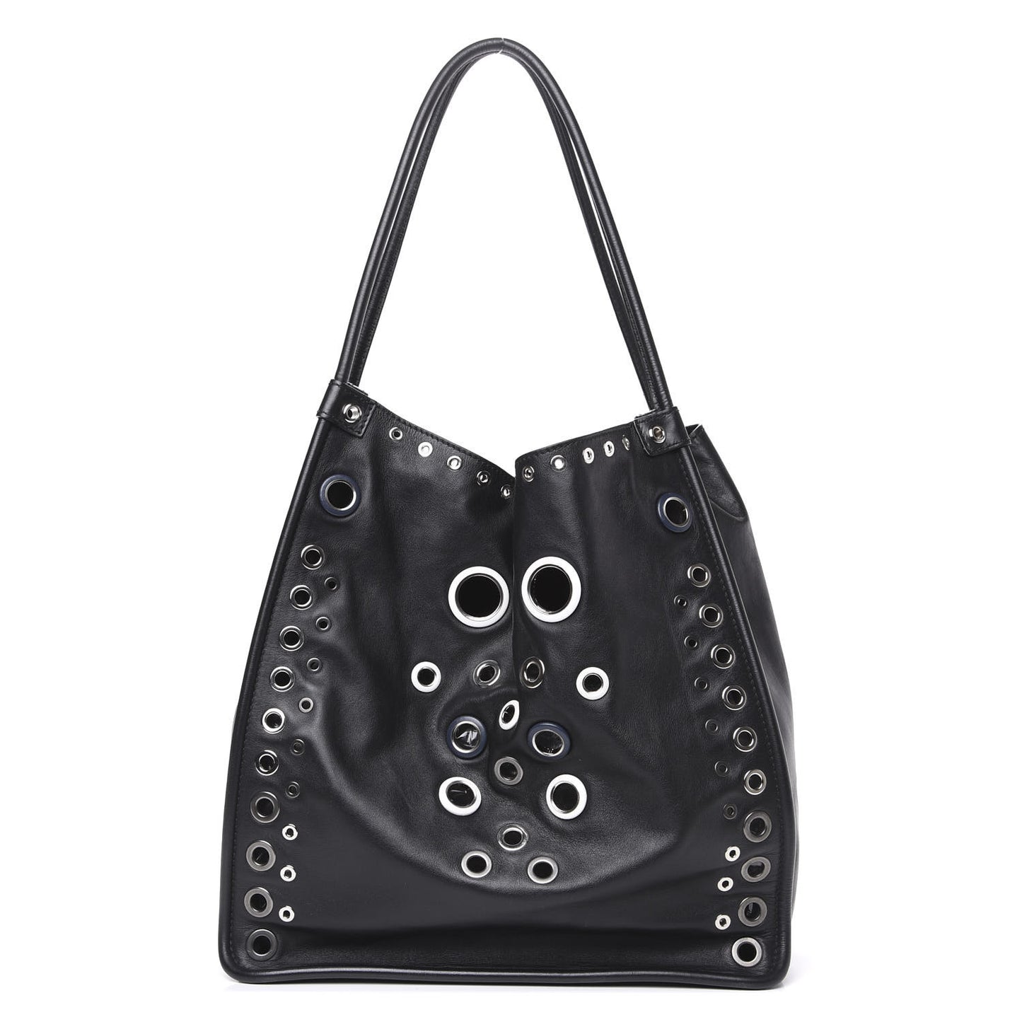 Soft Calf Medium Grommet Studded Tote Black