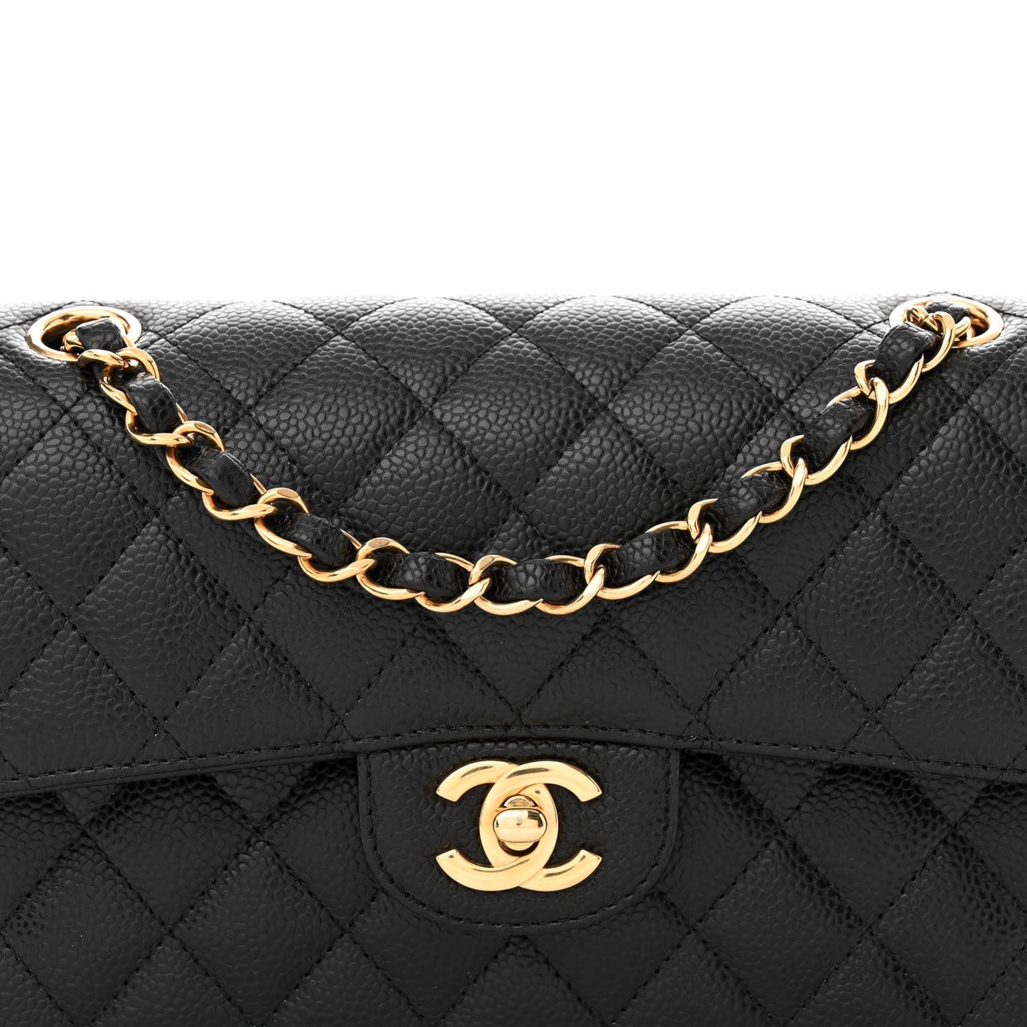 Caviar Quilted Small Double Flap Black
