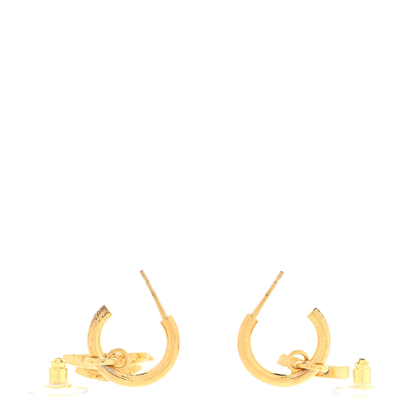 Metal CC Crystal Seashell Drop Earrings Gold