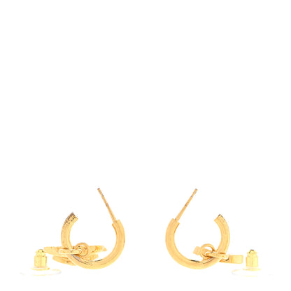 Chanel Metal CC Crystal Seashell Drop Earrings Gold 3 of 5