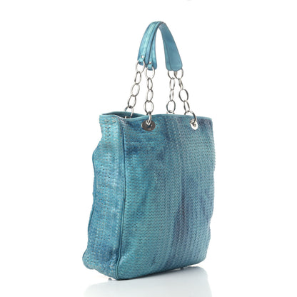 Christian Dior Calfskin Woven Dior Soft Shopping Tote Light Blue 2 of 6