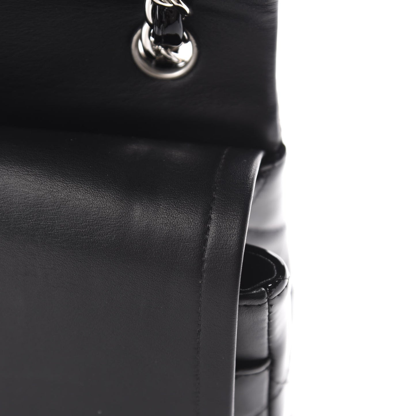 Patent Quilted Jumbo Double Flap Black