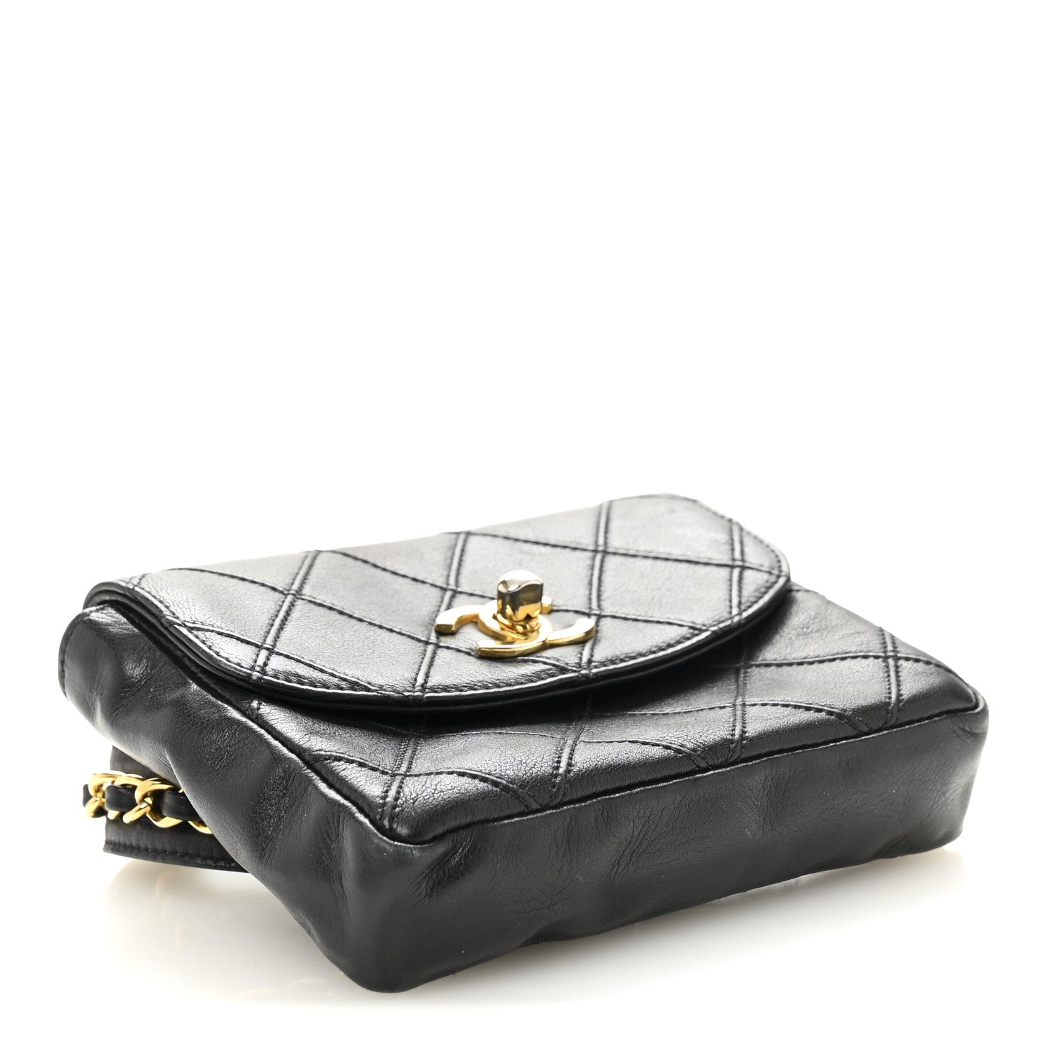 Chanel Lambskin Diamond Stitched Flap Waist Belt Bag 65 26 Black 4 of 11