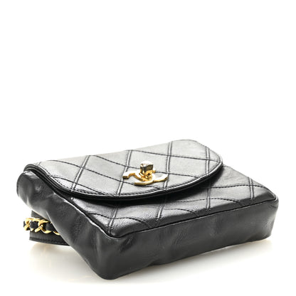 Chanel Lambskin Diamond Stitched Flap Waist Belt Bag 65 26 Black 4 of 11