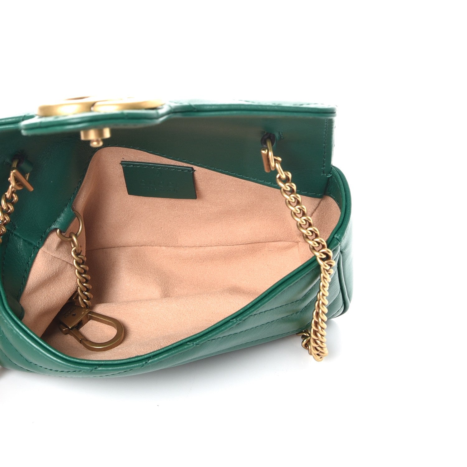 Gucci Calfskin Matelasse Super Mini GG Marmont Shoulder Bag Emerald Green 6 of 9