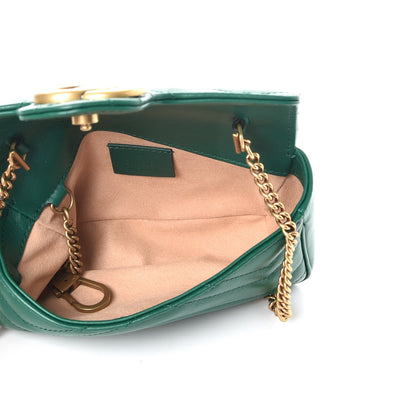 Gucci Calfskin Matelasse Super Mini GG Marmont Shoulder Bag Emerald Green 6 of 9