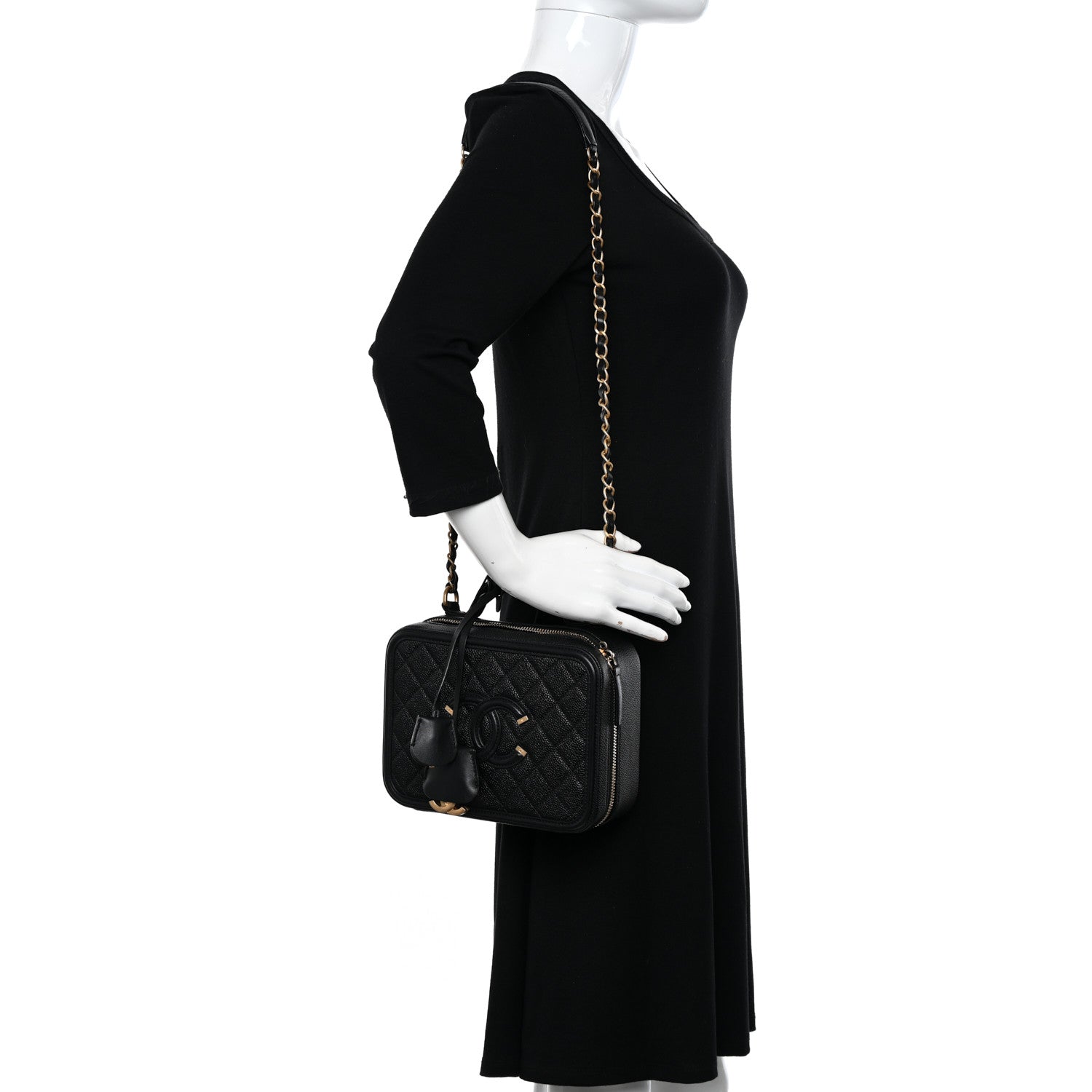 Chanel Caviar Quilted Medium CC Filigree Vanity Case Black 2 of 10