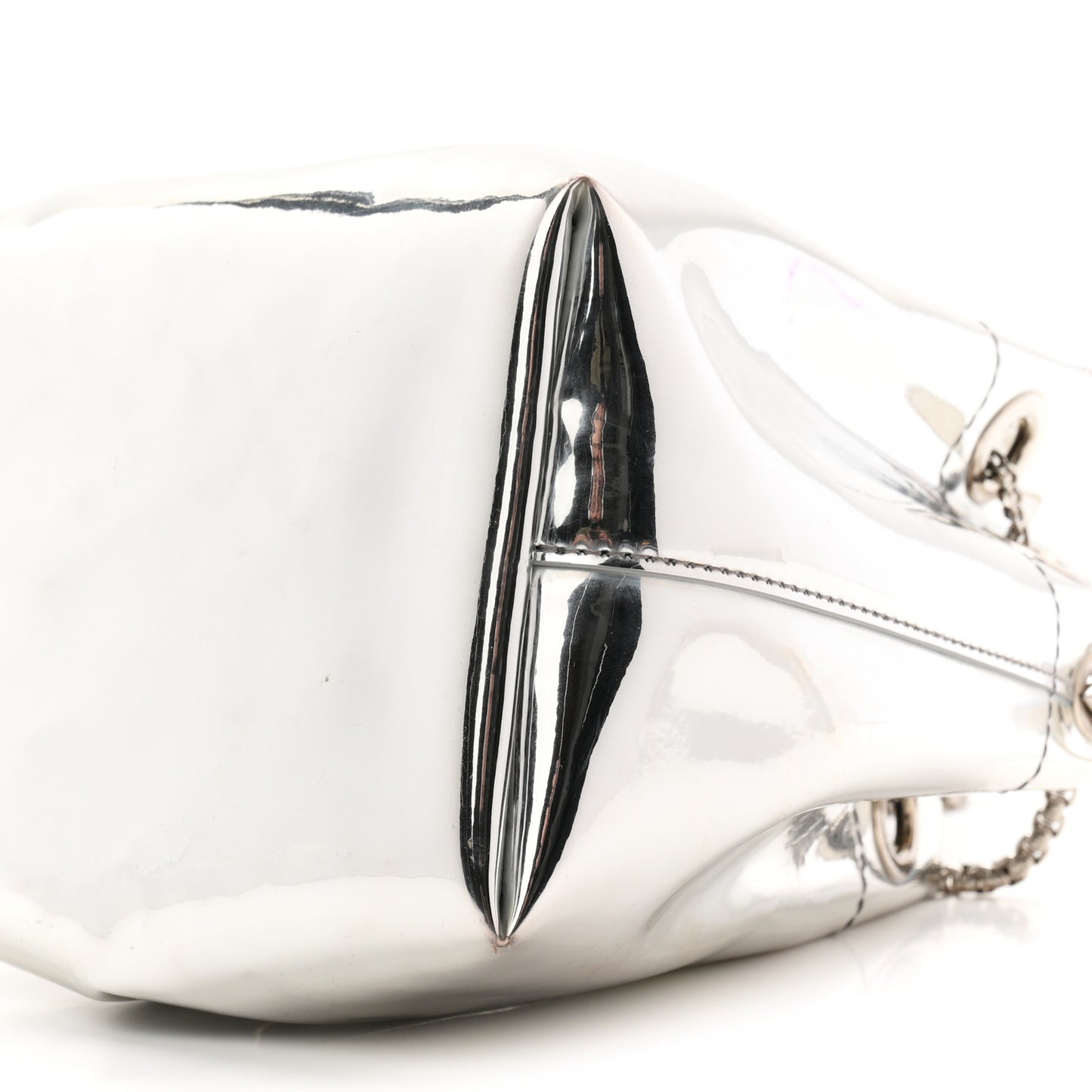 Metallic Patent Bon Bon Bag Silver