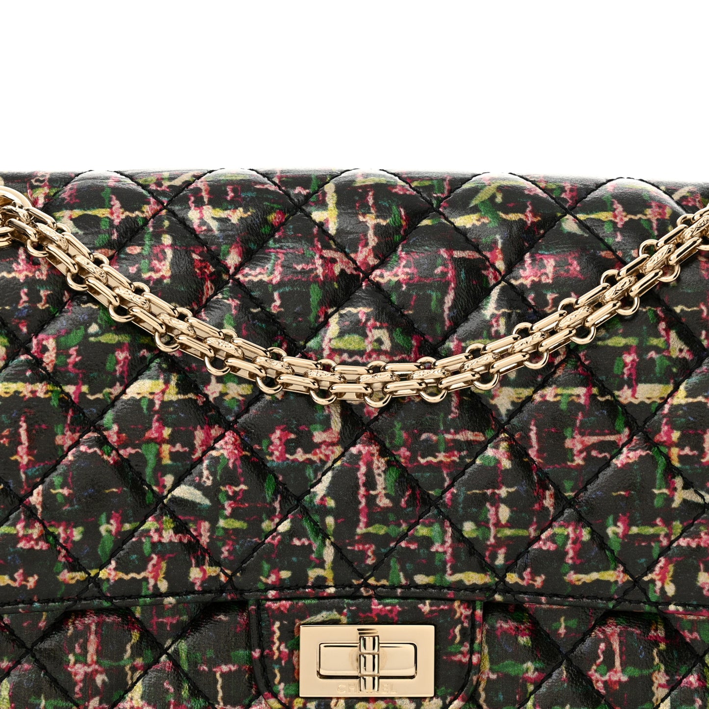 Tweed Printed Lambskin Quilted 2.55 Reissue 225 Flap Multicolor