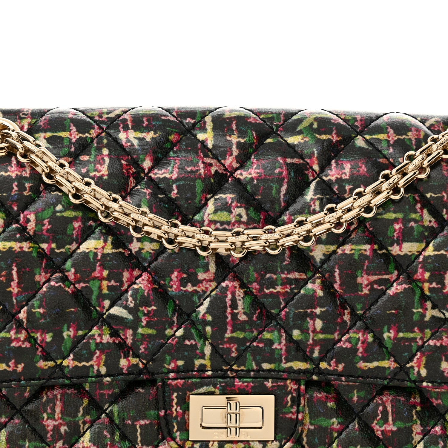 Chanel Tweed Printed Lambskin Quilted 2.55 Reissue 225 Flap Multicolor 8 of 10