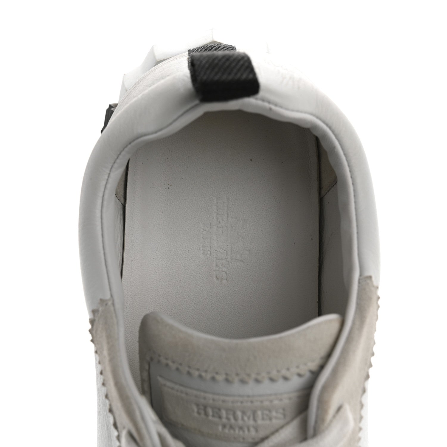 Hermes Goatskin Suede Goatskin Bouncing Sneakers 38 White Black 7 of 12