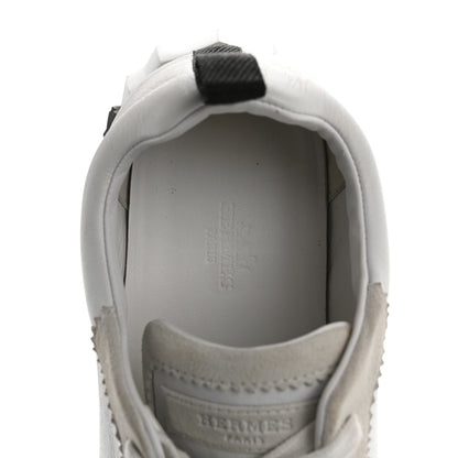 Hermes Goatskin Suede Goatskin Bouncing Sneakers 38 White Black 7 of 12