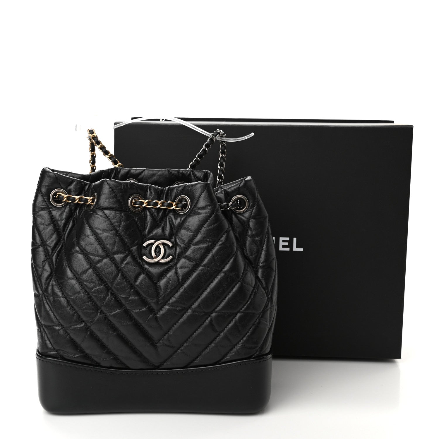 Chanel Aged Calfskin Chevron Quilted Small Gabrielle Backpack Black 12 of 12