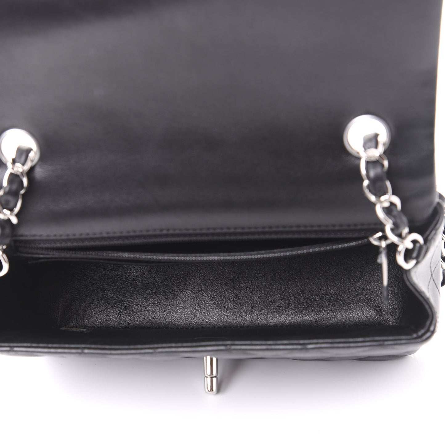 Lambskin Quilted Mini Rectangular Flap Black