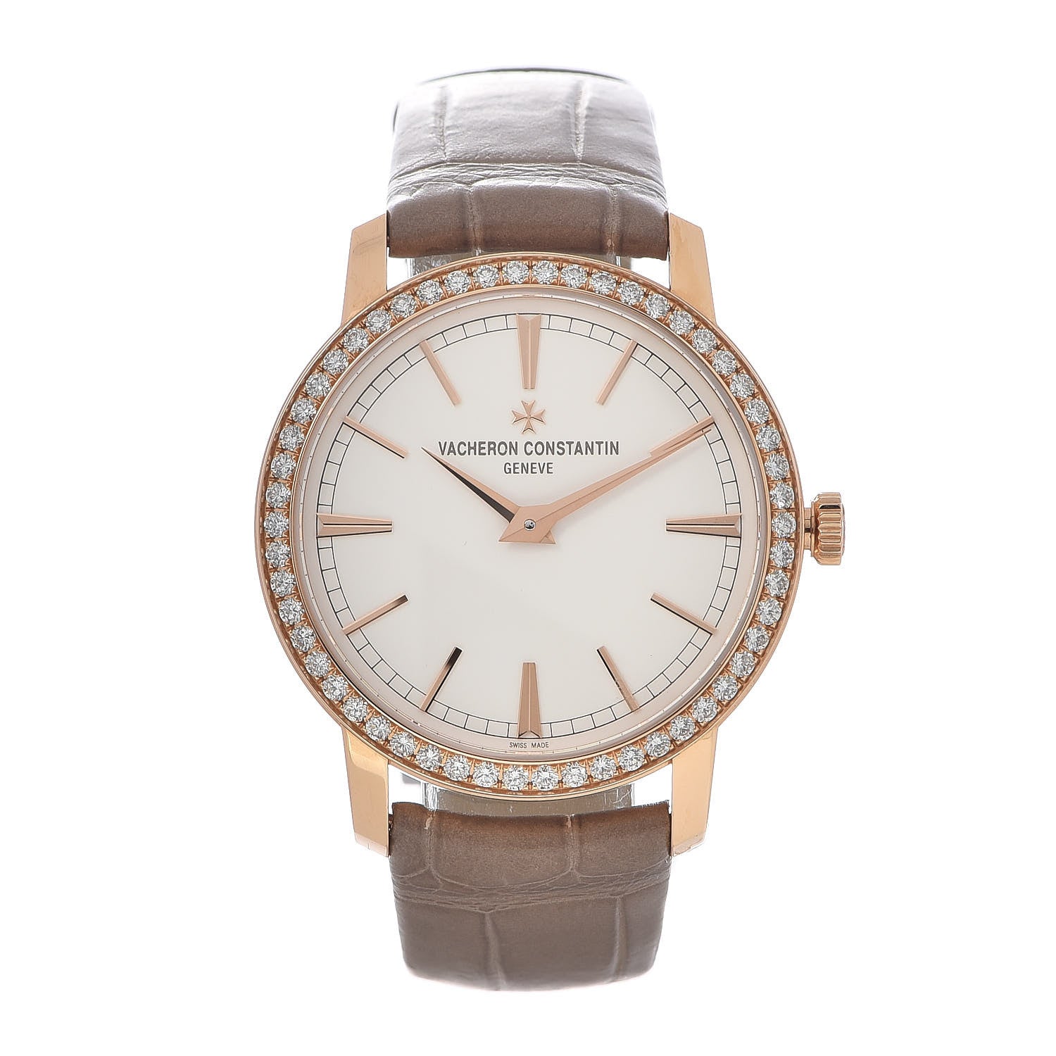 Vacheron Constantin 18K Pink Gold Alligator Diamond Bezel 33mm Patrimony Traditionnelle Manual Winding Watch 81590 1 of 10