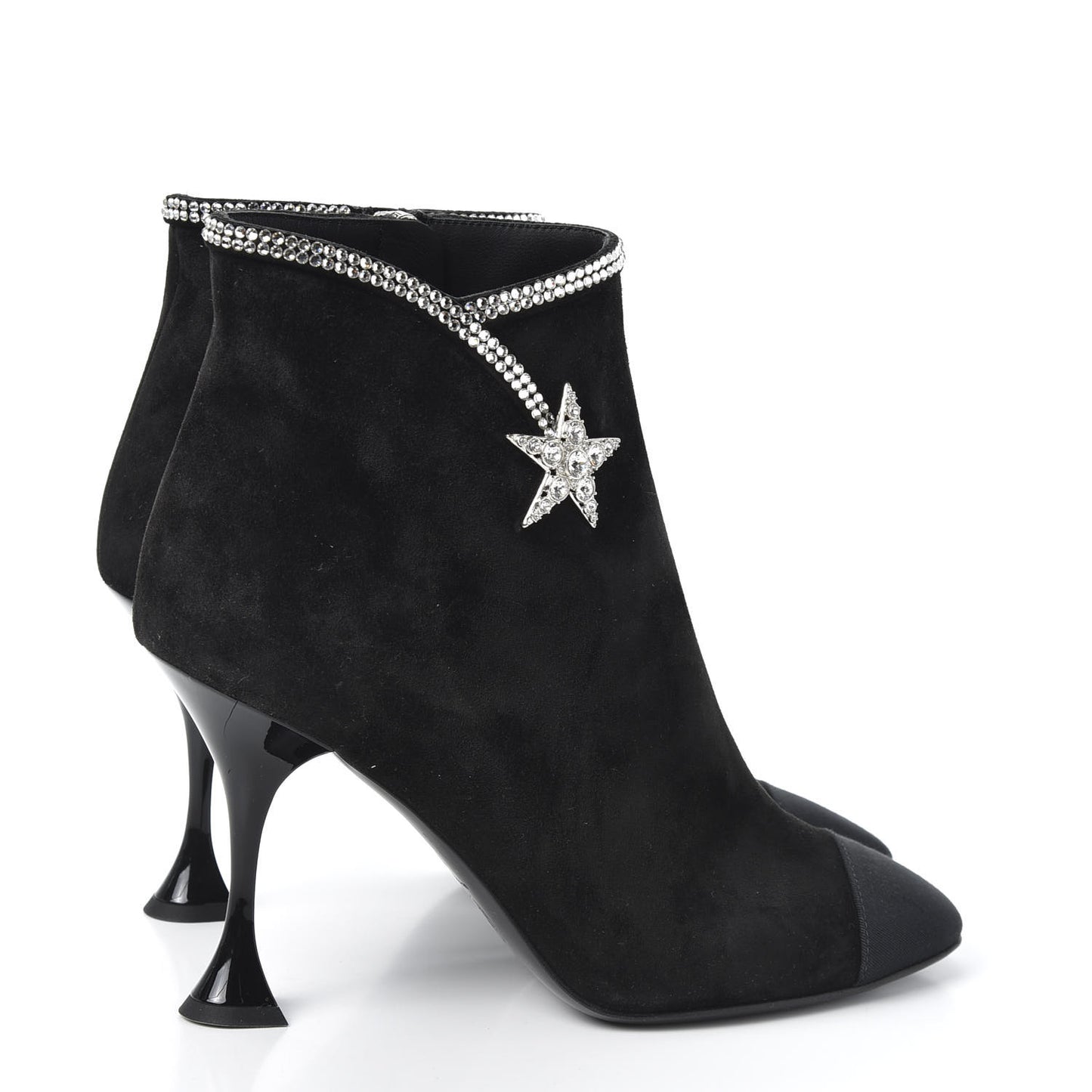 Suede Crystal Star Short Boots 37.5 Black